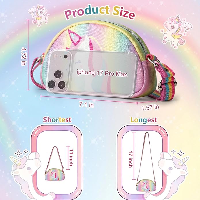 Toddler Purse Easter Basket Stuffers Gifts for Kids: 2 3 4 5 6 7 8 Year Old Girl Birthday Gift, Rainbow Crossbody Bag