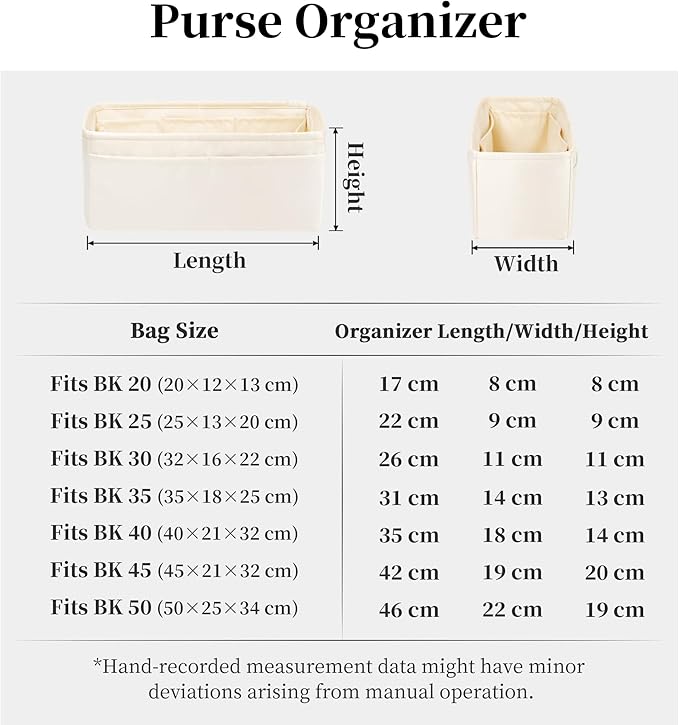 Purse Organizer Insert for Birkin 35, Lightweight & Soft Satin Organizer Insert with Pockets for Woman Bags, Ideal for Travel, Shopping, and Daily Use, Multicolor Options(Craie, BK 35)
