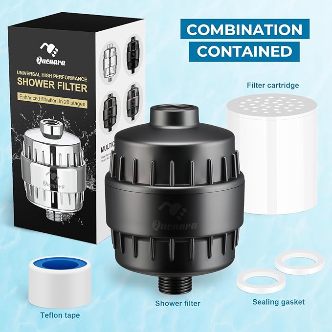 Upgrade Shower Filter -Shower Head Filter for Hard Water,20-Stage Shower Head Filter with 1 Replaceable Filter Cartridges,High Output Shower Water Filter for Removing Chlorine and fluoride- Grey