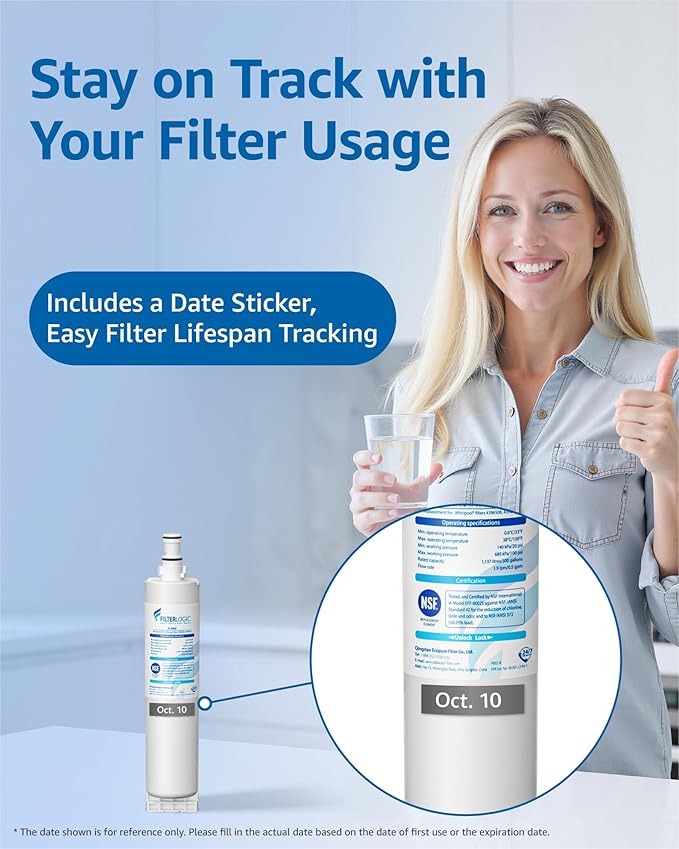 Filterlogic 4396508 Refrigerator Water Filter, Replacement for Whirlpool EDR5RXD1, EveryDrop Filter 5, PUR W10186668, NLC240V, 4396510, 4396508P, 4392857, WF-4396508, Pack of 3