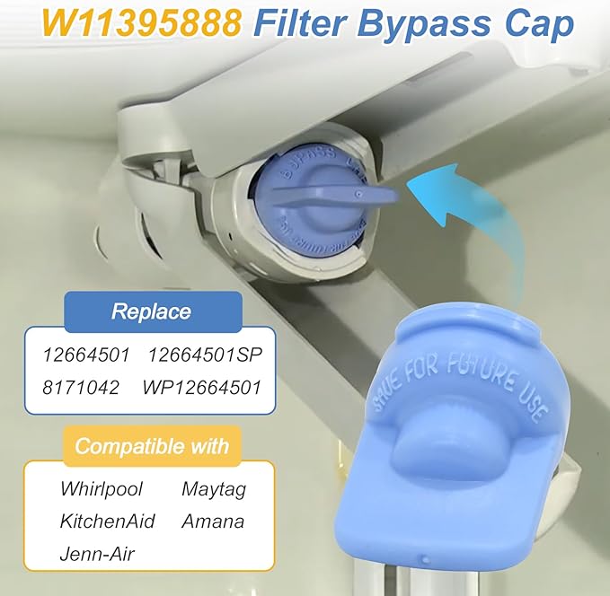 WP12664501 W11395888 12664501SP For Whirlpool Filter Bypass Cap plugs EveryDrop Filter 4 slot