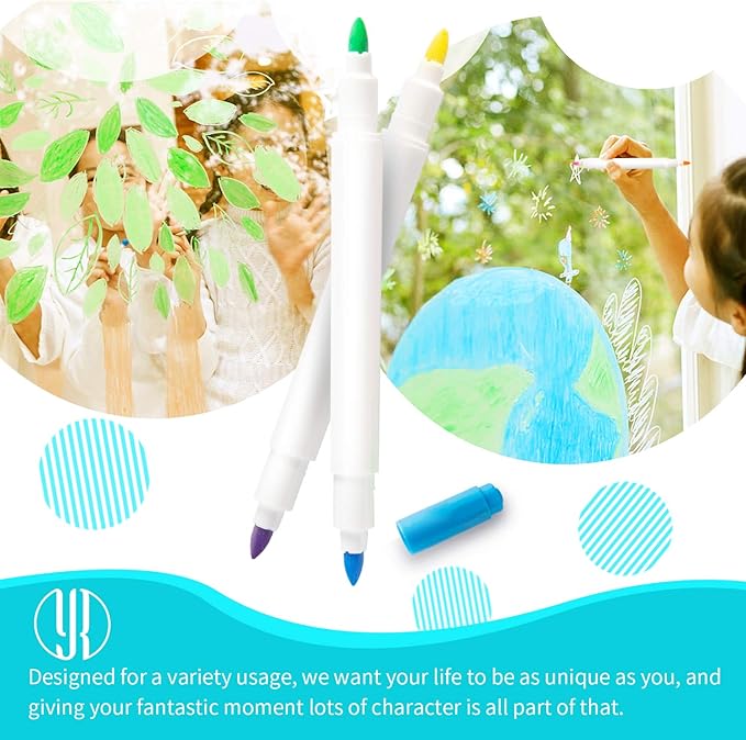 YR Dual Sided Neon Pens For Light Up LED Board(Pen Itself Requires No Battery), Neon Markers Applicable For Draw, Sketch, Create, Doodle, Art, Write, Learning Tablet, 12 Packs