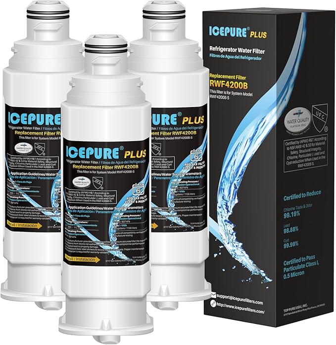 ICEPURE PLUS NSF53 DA97-17376B Replacement for HAF-QIN/EXP, HAF-QIN, DA97-08006C, RF23M8070SG, RF23M8070SR, RF23M8090SG, RF23M8090SR, AQF-DA97-17376B Refrigerator Water Filter, 3PACK