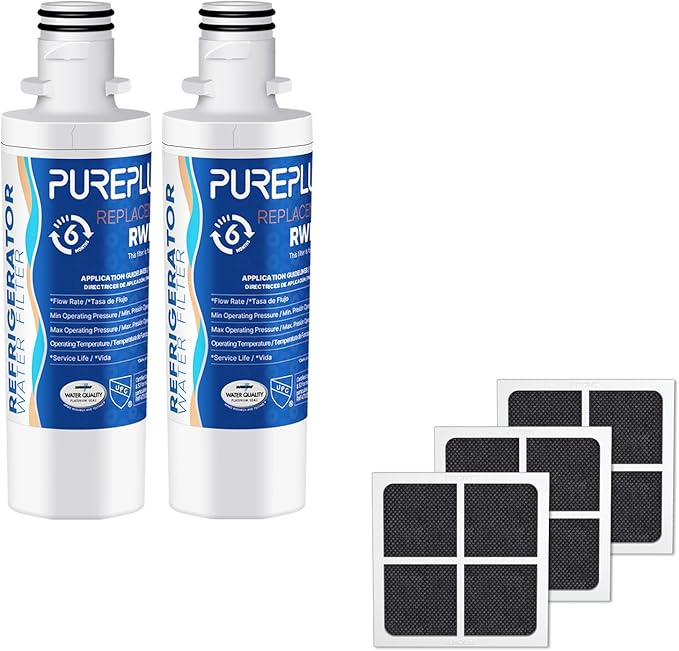 PUREPLUS ADQ747935 NSF 53&42 Certified Replacement for LG LT1000P LT1000 Kenmore Elite 9980 LT1000PC, MDJ64844601 ADQ74793501, LT120F Refrigerator Water and Air Filter, Model: RWF4700AC+AF004 Combo