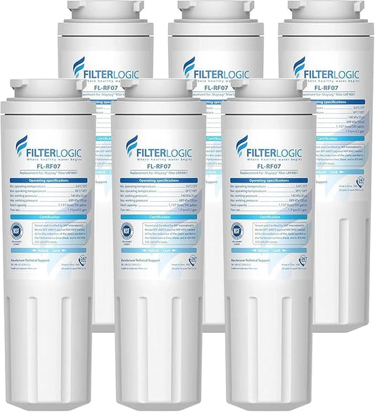 Filterlogic UKF8001 Replacement for EveryDrop® Filter 4, Whirlpool® EDR4RXD1, Maytag® 4396395, UKF8001AXX-200, UKF8001AXX-750, 46-9006, Puriclean II, FMM-2, Refrigerator Water Filter, 6 Pack