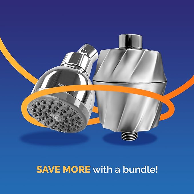 AquaBliss SF400 HD Revitalizing Shower Filter - Latest High Output Filtration. 2x Vitamin C, Minerals for Luscious Hair, Skin & Nails + the TurboSpa 3 Inch High Pressure Shower Head (Exclusive Bundle)