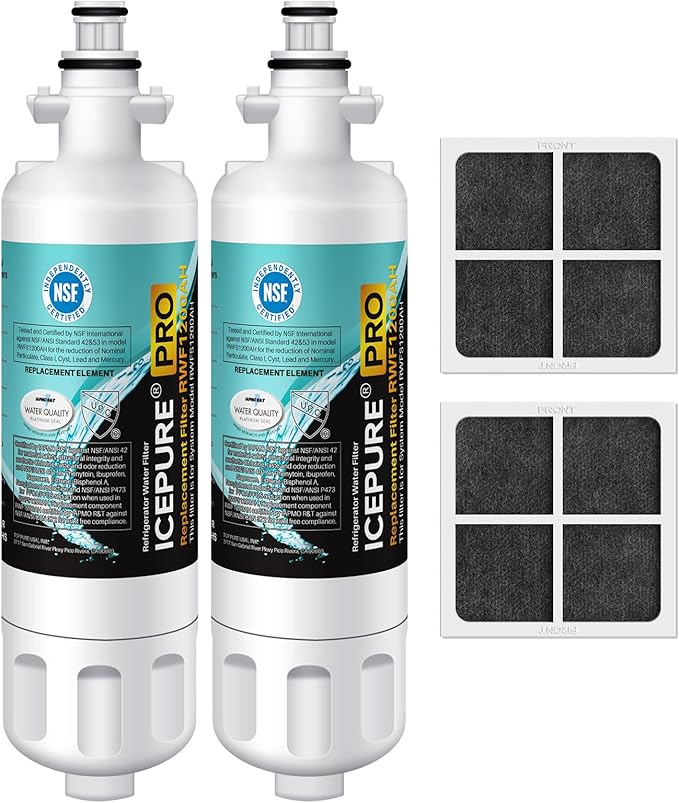 ICEPURE PRO 9690 NSF/ANSI 401 Certified Replacement for LG LT700P ADQ36006101, Kenmore Elite 46-9690 ADQ36006102 HDX FML-3 LT700PC LFX28968ST Refrigerator Water Filter and LT120F Air Filter 2 Combo