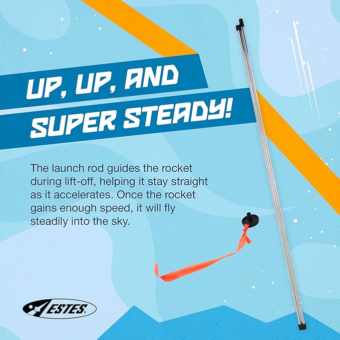Estes 2243 1/8-Inch Two-Piece Launch Rod, Flying-Rocket-Model Launch Pad, Rocket Model Kit Accessories for Ages 10+