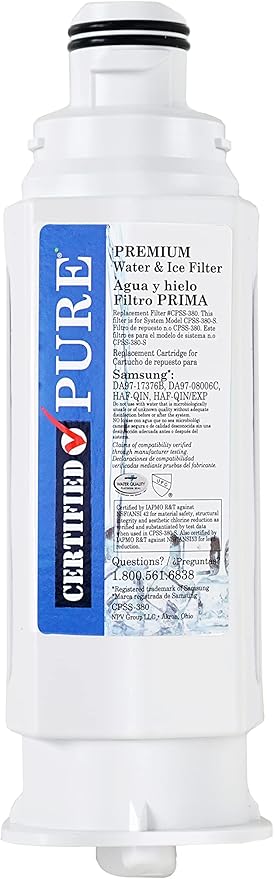 Refrigerator Water & Ice Replacement Filter for Clean and Fresh Drinking Water, fits Samsung* Models DA97-1737B, DA97-08006C, HAF-QIN/EXP, AF-QIN