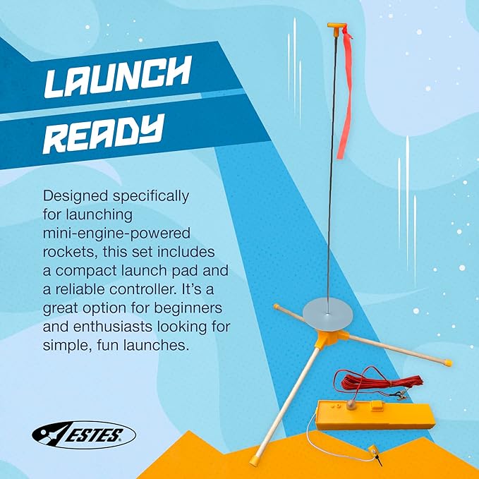Estes 2464 Mini-Engine Launch System, Mini-Flying-Rocket-Model Launch Pad and Controller, Rocket Model Kit Accessories for Ages 10+
