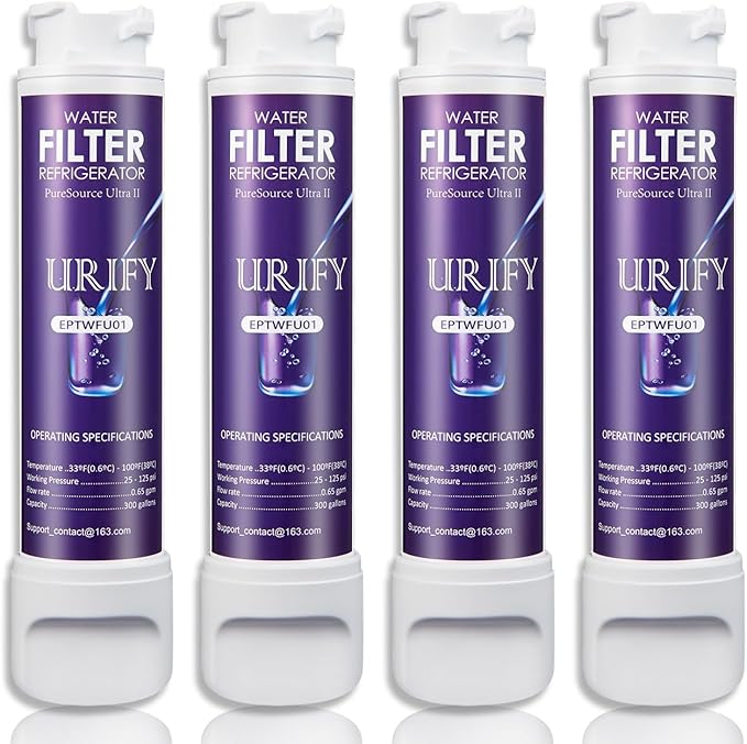 Refrigerator EPTWFU01 Water Filter Replacement compatible for Frigidaire EPTWFU01, EWF02, Pure Source Ultra II, Puresource Ultra 2，SCWFTCTO, 1012505454226, 4562222 Water Filter (4 Pack)