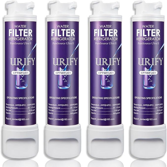 Refrigerator EPTWFU01 Water Filter Replacement compatible for Frigidaire EPTWFU01, EWF02, Pure Source Ultra II, Puresource Ultra 2，SCWFTCTO, 1012505454226, 4562222 Water Filter (4 Pack)