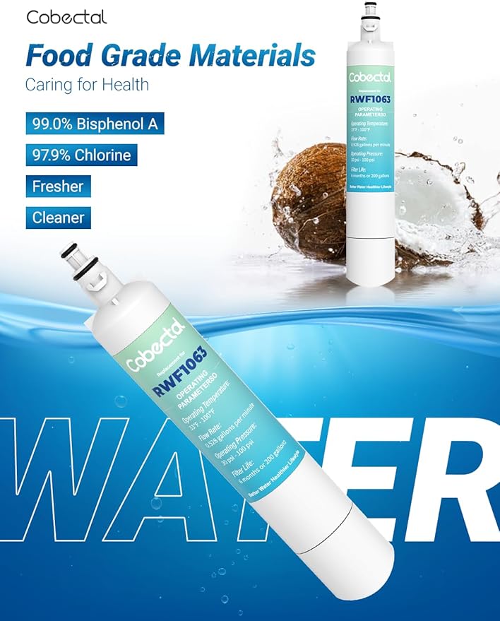 RPWF Water Filter Replacement For g/e RPWF(NOT Fit For R*PWFE),DWF-36, R-3600, MPF15350, OPFG3-RF300, WF277, RWF1063,WSG-4, RWF3600A,2 Pack,by Cobectal