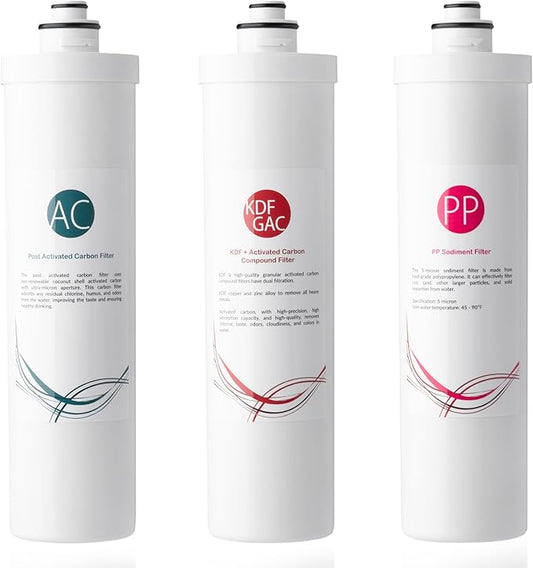 iSpring F3-CUA4 6-Month Filter Pack for 4-Stage 0.1 Micron Ultra-Filtration Under Sink Water Filter System