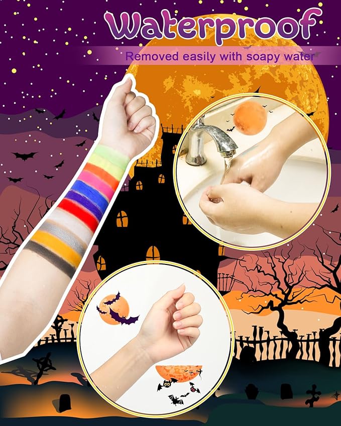 Lictin Face Body Painting Kit, 26 Colors Rainbow Body Paint for Kids Adults, Safe & Non-Toxic Water Based Split Cake Face Paint Palette, Party Makeup Set for Halloween Christmas Cosplay