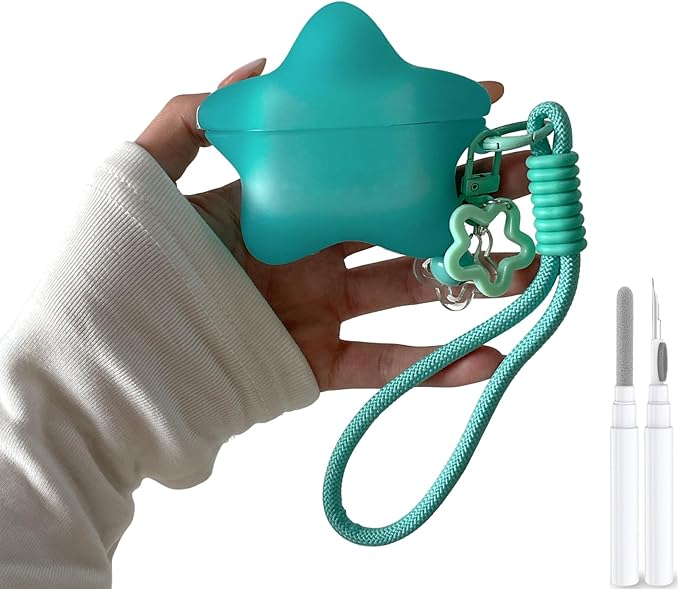 For AirPods Pro 2 Case Cover, Glow in The Dark Star Silicone Protective Case with Keychain Strap Lanyard for Airpods Pro 2nd Generation/1st Generation (2023/2022/2019), Travel Shockproof Keychain,Blue