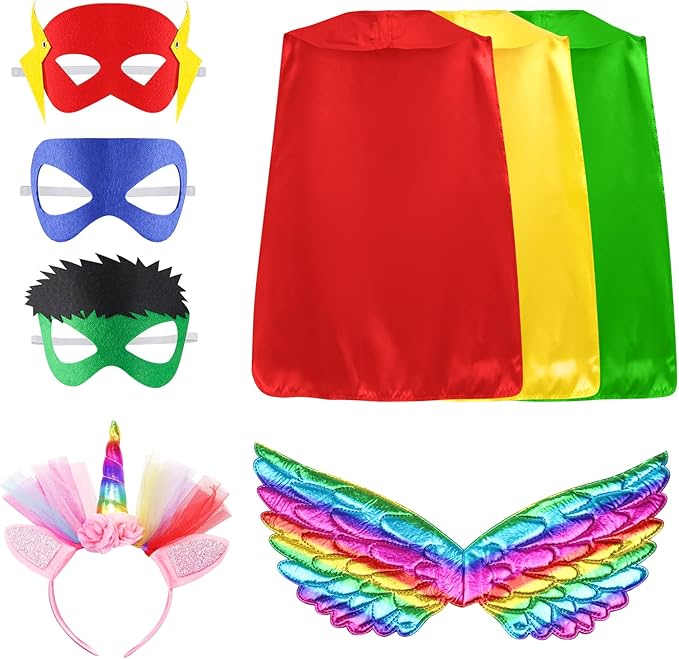 Girls Dress up Trunk Girl Pretend Play Costumes,12pcs Role Play Set with Supergirl Hero Costumes for Toddler Little Girl's Ages 3 4 5 6 Years