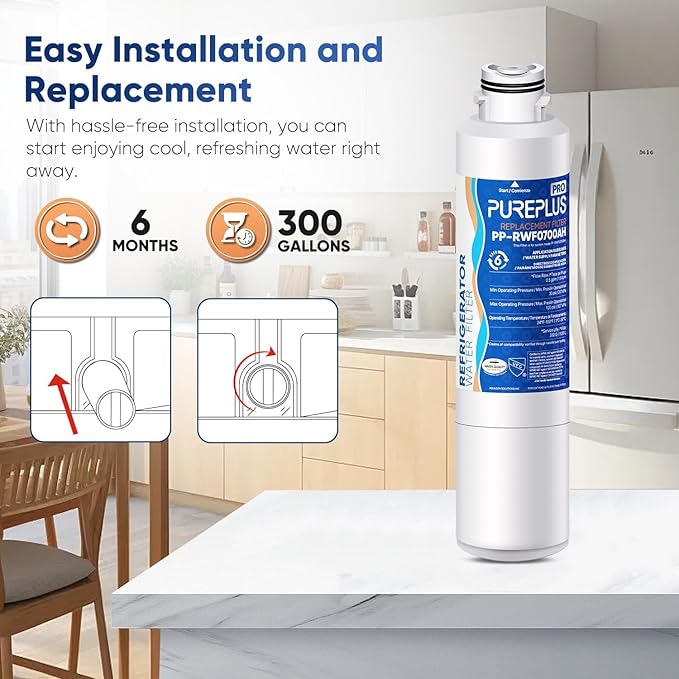 PUREPLUS DA29-00020B NSF/ANSI 53&42 Certified Replacement for SAMSUNG Fridge RF28HFEDTSR, RF263BEAESG, RF263BEAESR AA, HAF-CIN/EXP, RF28HMEDBSR/AA, RWF0700A Refrigerator Water Filter, 2PACK