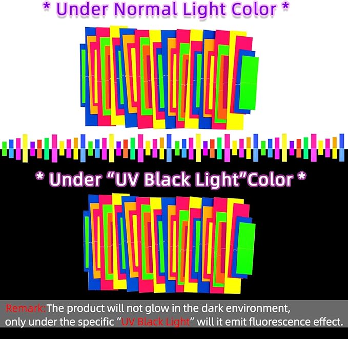 60feet Paper UV Neon Garland Neon Streamers Glow in The Dark Neon Party Supplies and Decorations Glow in The Dark Streamers Blacklight Reactive Fluorescent Black Light Party Kit for Birthday Wedding