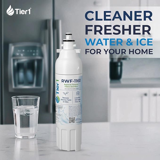 Tier1 RWF1160 ADQ73613401 Refrigerator Water Filter | Replacement for LG LT800P, 46-9490, fl-rf20 | Fridge Filter Lasts up to 6 Months | Easy Install | Odor Control | Enjoy Great Tasting Water & Ice