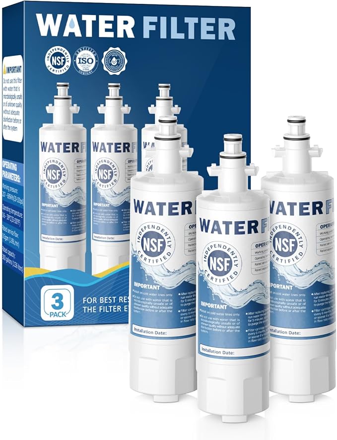 ADQ36006101 Water Filter Compatible With LG LT700P LT700PC Kenmore 9690, ADQ36006102 RFC1200A 46-9690 LFXS30766S Water Filter Replacement LT120F Fresh Air Filter 300 Gallon, 3 Pack