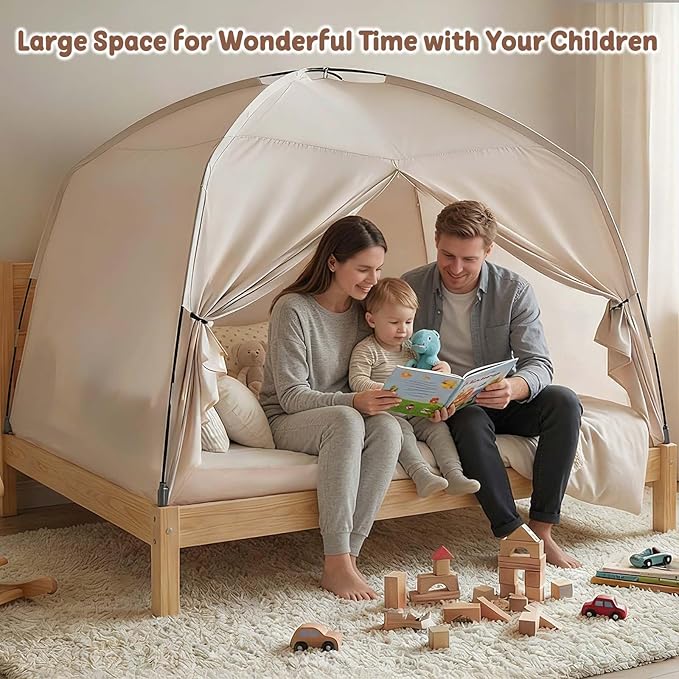 Twin Bed Tent for Kids, Indoor Play Tent with Star Lights, Cozy Privacy Space Birthday Gift for Boys & Girls