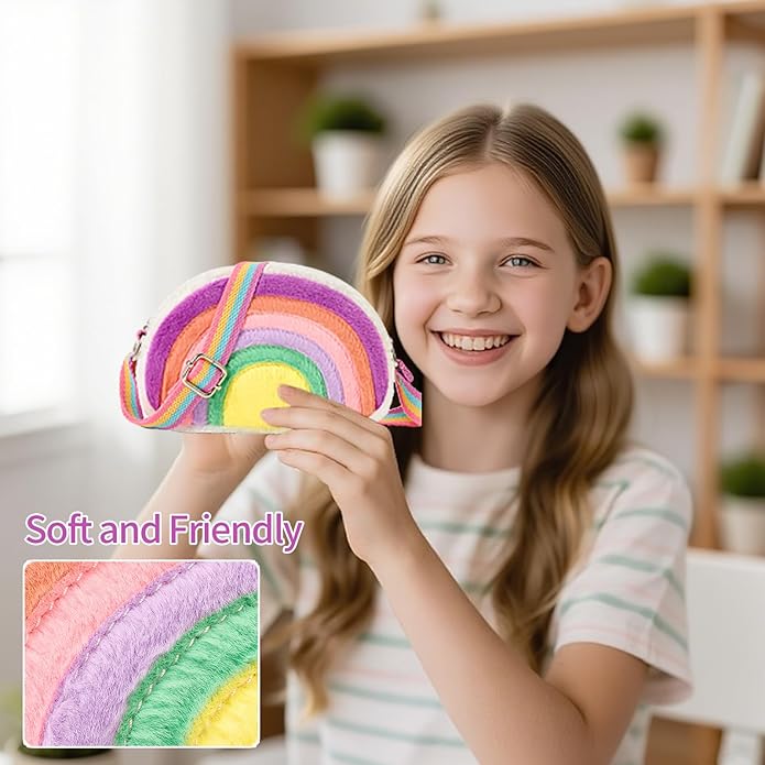 Toddler Purse Easter Basket Stuffers Gifts for Kids: 2 3 4 5 6 7 8 Year Old Girl Birthday Gift, Rainbow Crossbody Bag