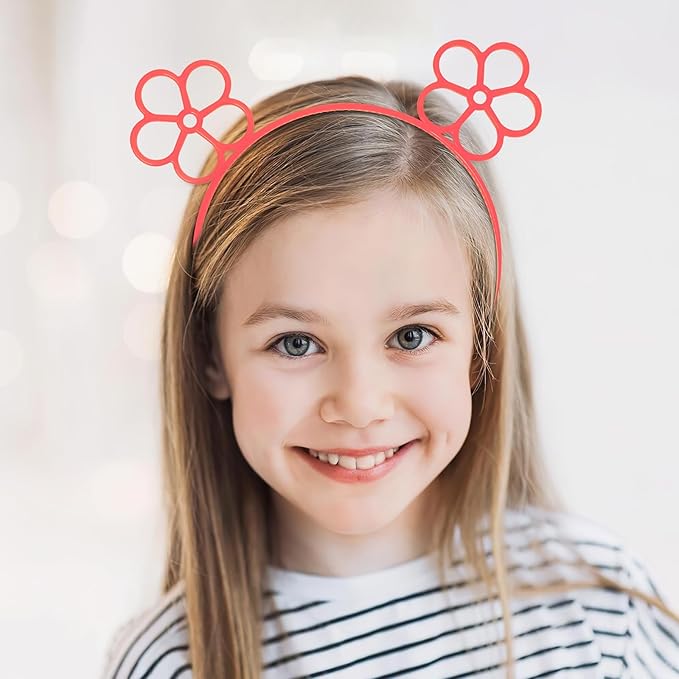 ZIRICHER 6Pcs Flower Plastic Hairband Glow In Dark,Luminous Party Headbands Cute Cartoon Hair Hoops for Girls Women,Sweet Birthday Crowns Head Piece for Kids Adults Party Favors Hair Accessories
