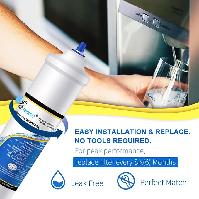 EXCELPURE RWF0300A Inline Water Filter, Replacement for GE® GXRTDR, Samsung DA29-10105J, Whirlpool WHKF-IMTO, IC-100A, 4378411RB, Samsung HAFEX/EXP, For Refrigerator, IceMaker, RVs, Marines, 4PACK