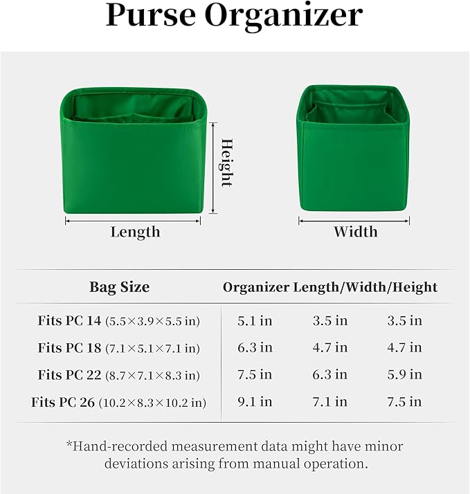 Purse Organizer Insert for Luxury Bag, Lightweight & Soft Satin Fabric with Pockets, Ideal for Travel, Shopping, and Daily Use, Multicolor Options, Fits Picotin 18(Bambou, PC18)