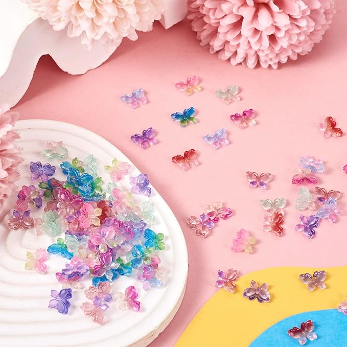 160Pcs 8 Colors Luminous Resin Butterfly Nail Charms, Glow in the Dark, Nail Art Decoration Accessories