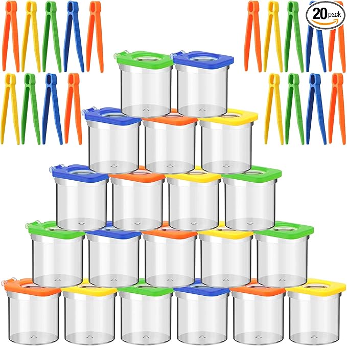 20 Pack Insect Bug Viewer Kit for Kids with Tweezers Explorer Outdoor Set Bug Catcher Containers for Insects Magnifying Insect Box Observation Kit for Science Nature Exploration Collecting