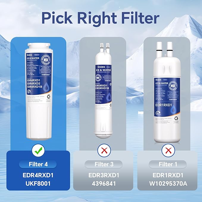Stokk UKF8001 Refrigerator Water Filter 4, Compatible with Whirlpool EDR4RXD1, 4396395, EveryDrop Filter 4, RFC0900A, Maytag UKF8001AXX-750, UKF8001AXX-200, WD-F07, 46-9006, Puriclean II, 3 Filters