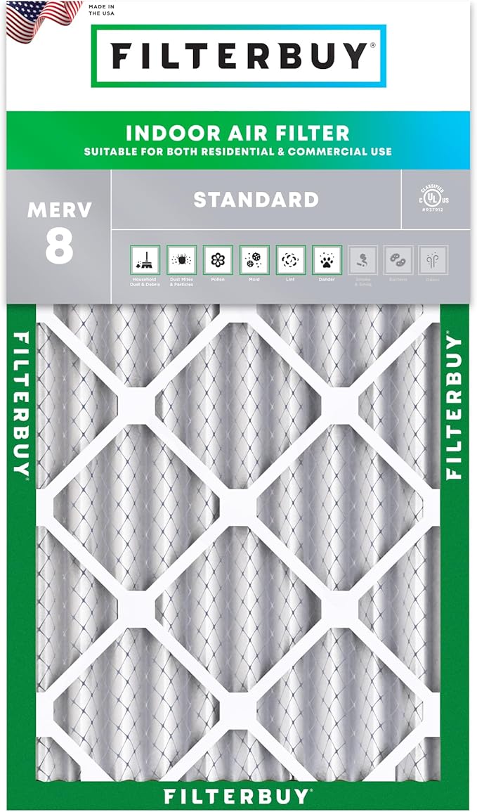 Filterbuy 20x30x4 Air Filter MERV 8 Essential Dust & Allergy Defense (1-Pack), Electrostatic Pleated HVAC AC Furnace Filters Replacement (Actual Size: 19.50 x 29.50 x 3.63)