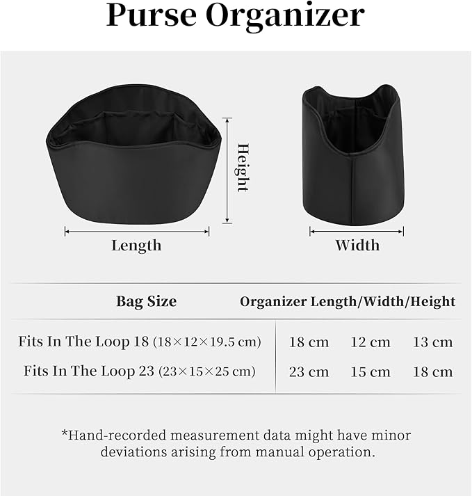 Purse Organizer Insert for In The Loop 18/23, Satin Bag Organizer Compatible with Hermes Bags, Lightweight Women Purse Essentials, Soft Touch Inner Liner with Multiple Pockets(Black, Loop 23)