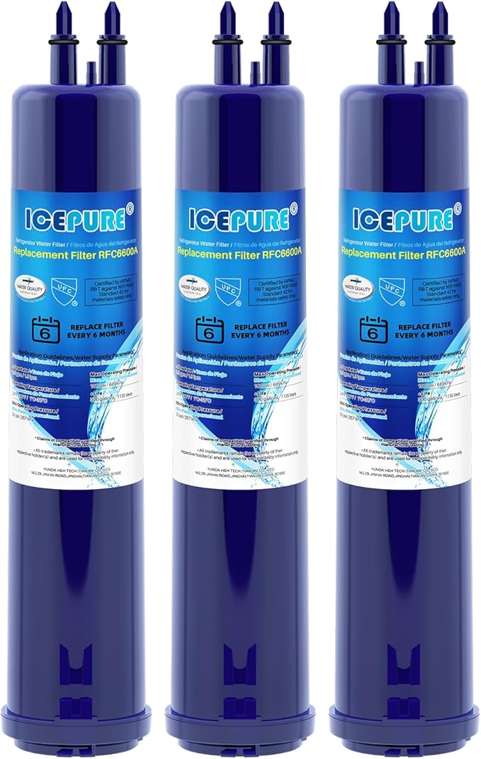 ICEPURE RFC6600A Compatible with 4396841, 4396710, EDR3RXD1 Refrigerator Water Filter, Everydrop® Filter 3, KAD3RXD1, WHR3RXD1, Kenmore® 9030, 9083, 46-9083, 46-9030, 3PACK