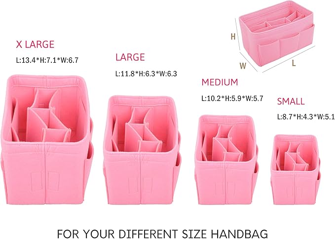 Vercord Felt Purse Organizer Handbag Insert Liner Shaper Bag in Bags for Speedy Neverfull Tote Pink Medium