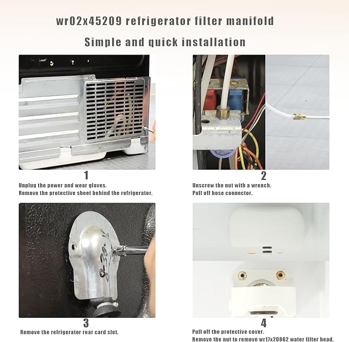 Upgrade WR02X45209 Refrigerator Filter Manifold replace Refrigerator Water Filter Head WR17X11920 WR17X20862 AP7225537 Mwf Manifold & Tubes Asm compatible GE Refrigerator 2-year Qa