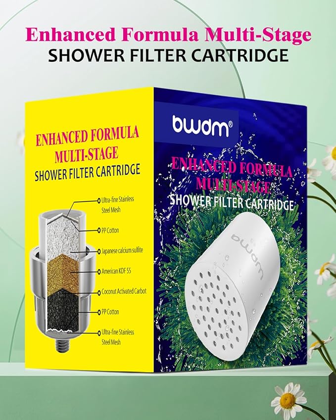 Enhanced Formula Multi-Stage Shower Filter Cartridge,Universal replacement filter cartridge, Remove Chlorine Heavy Metals and Other Sediments, Reduces Dry Itchy Skin, Dandruff.Pack of 1