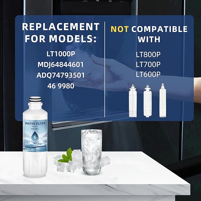 LRFS28XBD LRFCS29D6 LRFDC2406S LRMVS2806D LRFDC2406D LRMDC2306D LRFXC2416D LRMDS3006D LRFDS3016D Water Filter Replacement for LG LT1000P,ADQ747935 ADQ74793504 Filter,4 Pack