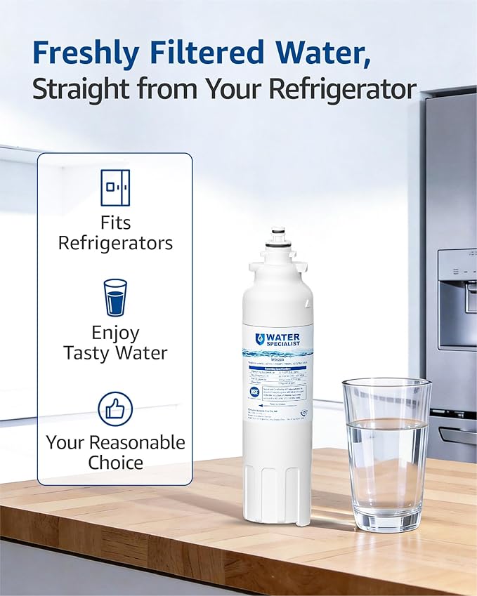 Waterspecialist ADQ73613401 Refrigerator Water Filter, Replacement for LG® LT800P®-6 Month / 200 Gallon, ADQ73613408, ADQ73613402, ADQ75795104, Kenmore 9490, LSXS26326S, LMXC23746S, 46-9490, 3 Pack