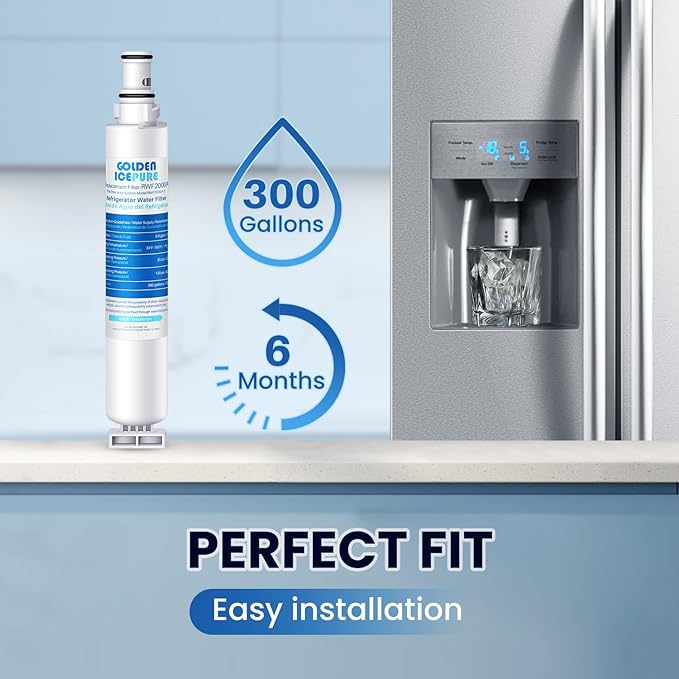 GOLDEN ICEPURE EDR6D1 Water Filter Replacement for NGRG2000, 2Pack, Everydrop Filter 6, 4396702, 4396701, AQF-4396701, WF-NL120V, 469915, SGF-W10, WF293, EFF-6001A