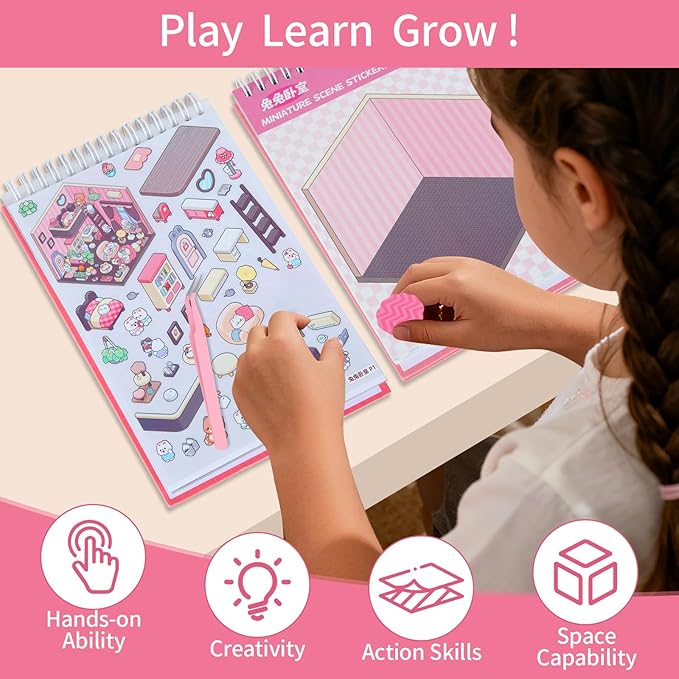 20 Sets Sticker Therapy DIY 3D Mini Scene Book: 1000+ Premium Removable Stickers for Anxiety Relief, Creative Scrapbooking Reusable Stress Relief Activities for Adults and Teens