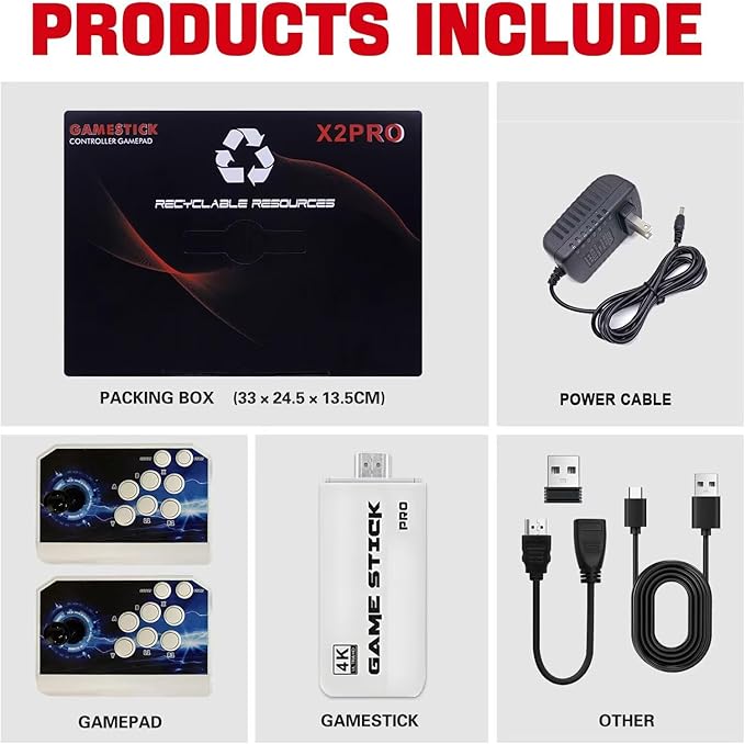 [39800 Games in 1] Pandora Box 3D Game Stick, Double Wireless Joystick Arcade Console, Plug and Play Arcade Game Machine, Compatible PC & Projector & TV