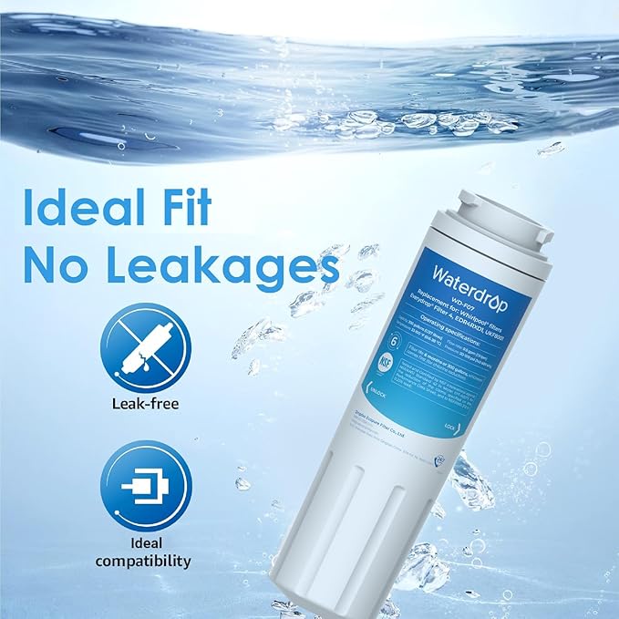 Waterdrop UKF8001 Refrigerator Water Filter 4, Replacement for Whirlpool® EDR4RXD1, EveryDrop® Filter 4, Maytag® UKF8001AXX-750, UKF8001AXX-200, 46-9006, Puriclean II, WD-F07, 3 Filters
