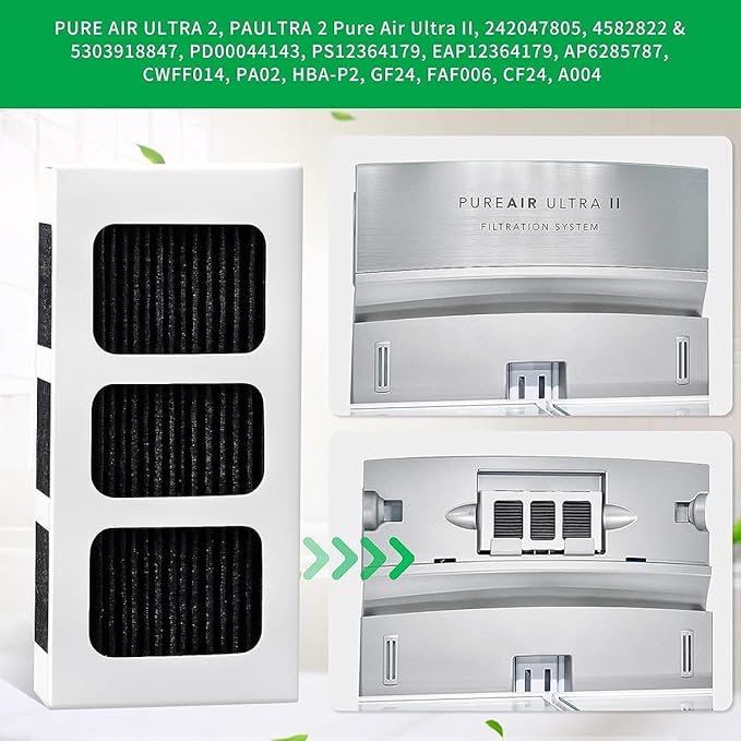 Paultra2 Refrigerator Air Filter Replacement for Frigidaire, Pureair Ultra 2, Pure Air Ultra 2, Pureair Ultra ll, for Electrolux 242047805, 5303918847, EAP12364179 (6 Pack)