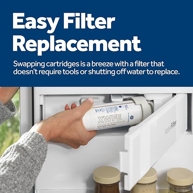 GE XWFE Refrigerator Water Filter | Reduces Lead & 50+ Impurities | Replace Every 6 Months | Pack of 4