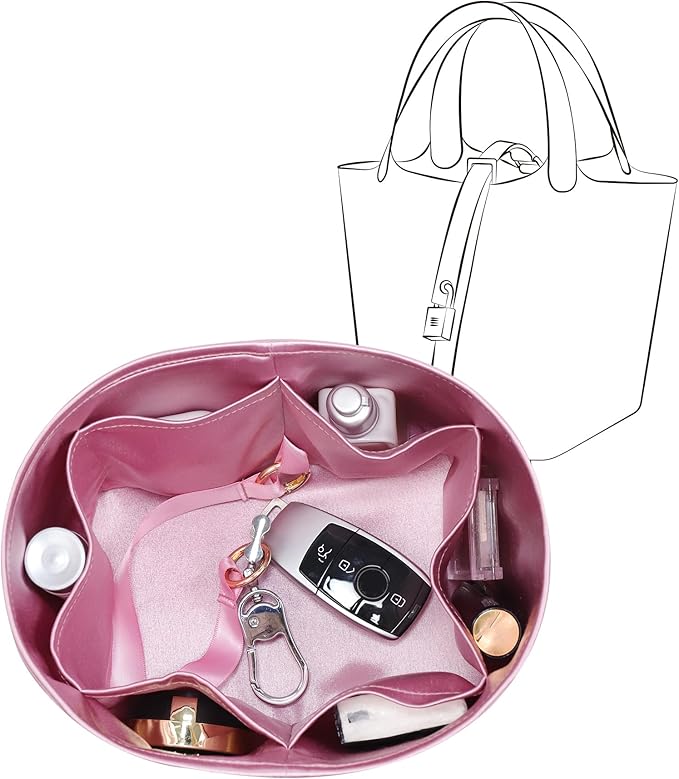 Silky Bag Insert Fit for Hermes Picotin 18/22, Silky Purse Organizer, Lightweight and Silk Touch (Fits PC18, Mauve Sylvestre)