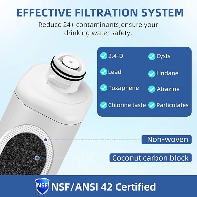 HAF-QIN DA97-17376B Refrigerator Water Filter for Samsung, Carbon Block Filtration, HAF-QIN/EXP Rs27t5200sr hafqin Rs22t5201sr RF28R7201SR RF32CG5400SR, Bespoke Water Filter 4 PacK SETFEEL