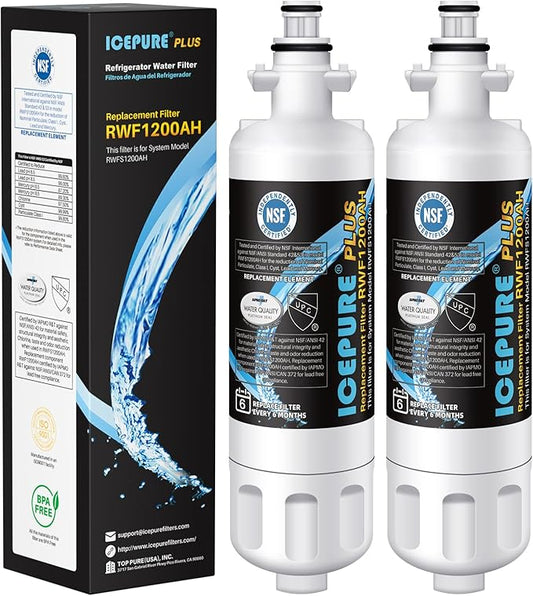 ICEPURE PLUS 46-9690 NSF/ANSI 53 Certified Replacement for LG LT700P ADQ36006101, Kenmore Elite 9690 ADQ36006102, LFX28979ST, RWF1200A, LFX25978ST, LFXS30766S Refrigerator Water Filter,2PACK